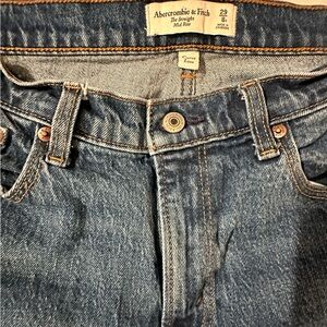 A&F, curve love, the straight, mid rise, size 8r, dark wash